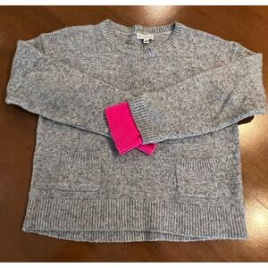 Tucker + Tate Sweater Girls‎ XL 14 16 Gray Rainbow Speckles Pink Cuffs Pockets